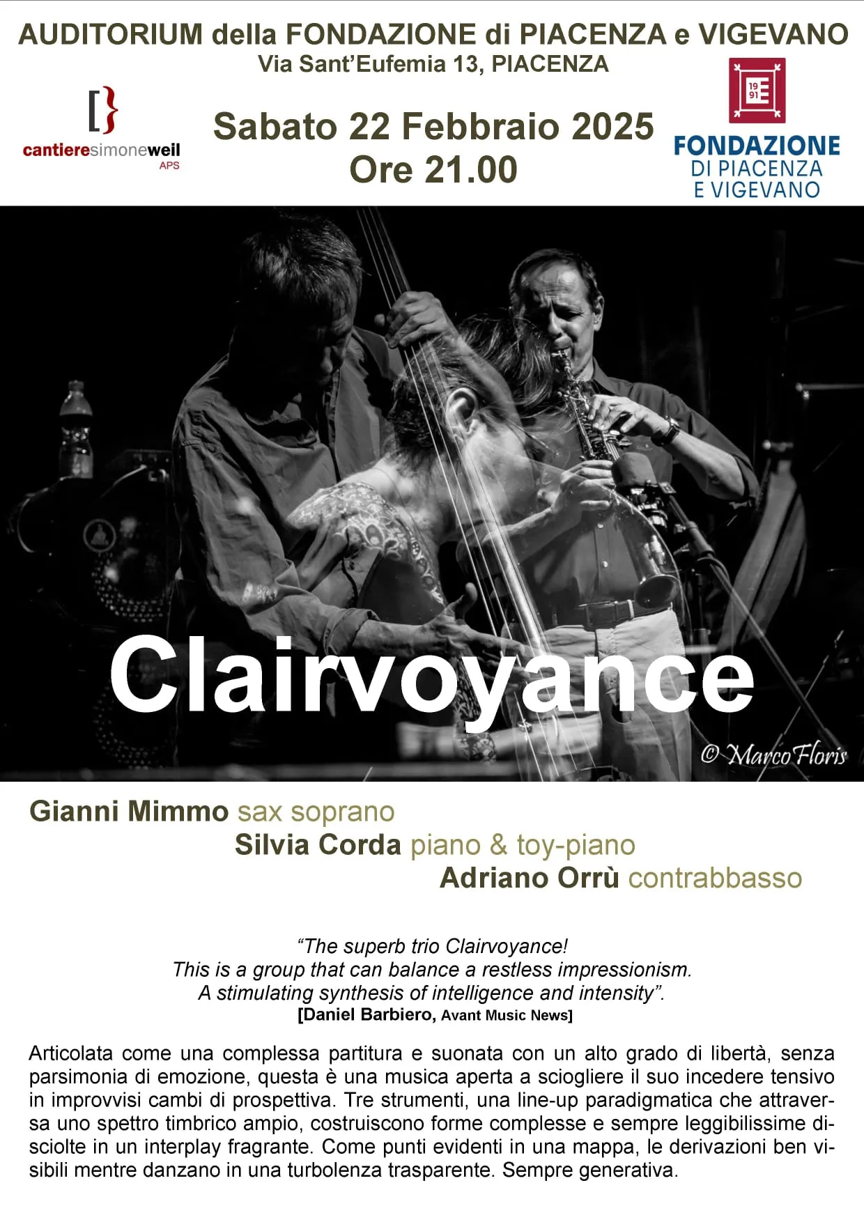 Clairvoyance live Sabato 22 Febbraio 2025